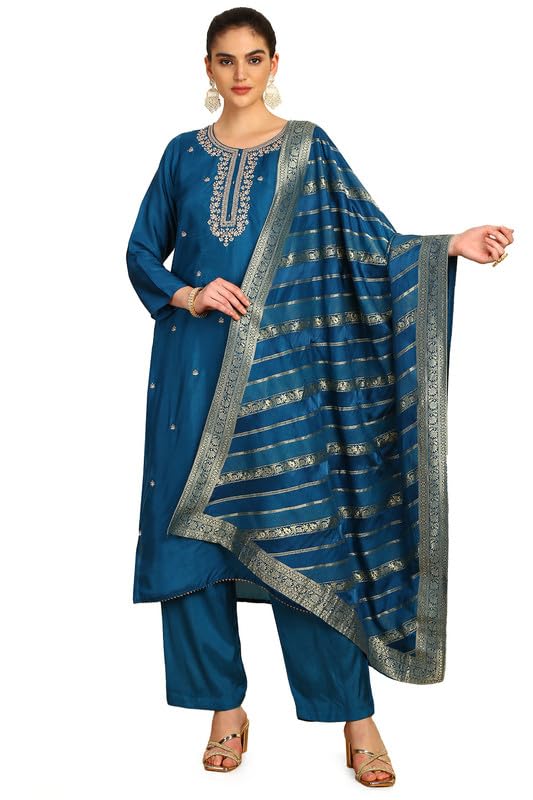 Soch Women Silk Blend Embroidered Unstitch Dress Material