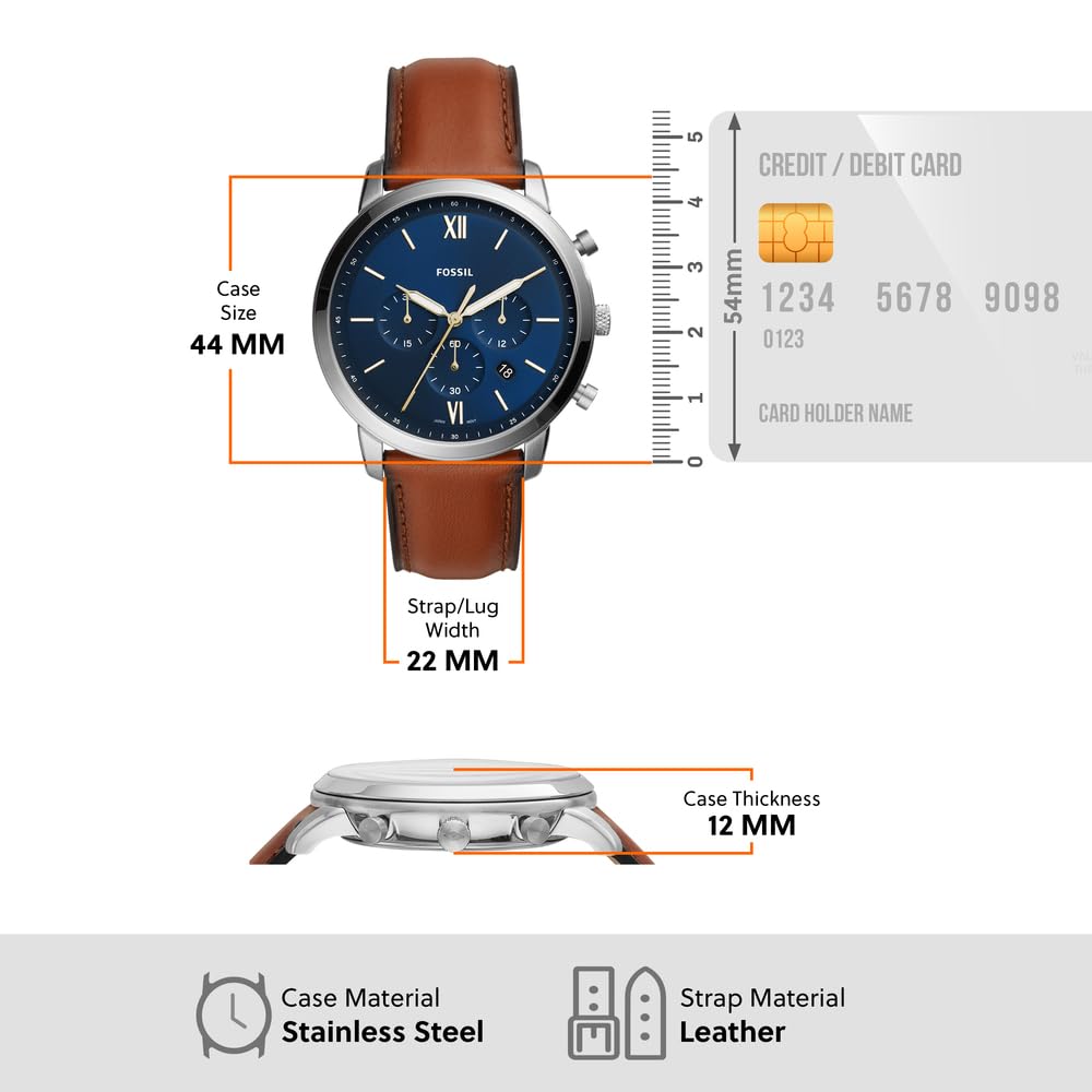 Fossil Men's Neutra Quartz Stainless Steel Chronograph Watch Bracelet Set, Color: Silver, Luggage (Model: FS5708SET)