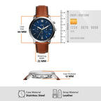 Fossil Men's Neutra Quartz Stainless Steel Chronograph Watch Bracelet Set, Color: Silver, Luggage (Model: FS5708SET)