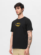 The Souled Store Batman: Classic Logo Men and Boys Short Sleeves Round Neck Printed Regular Fit Cotton T-Shirts Black