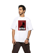 Bewakoof Mens Batman Poster Graphic Print White Round Neck Half Sleeve Loose Fit T-Shirt