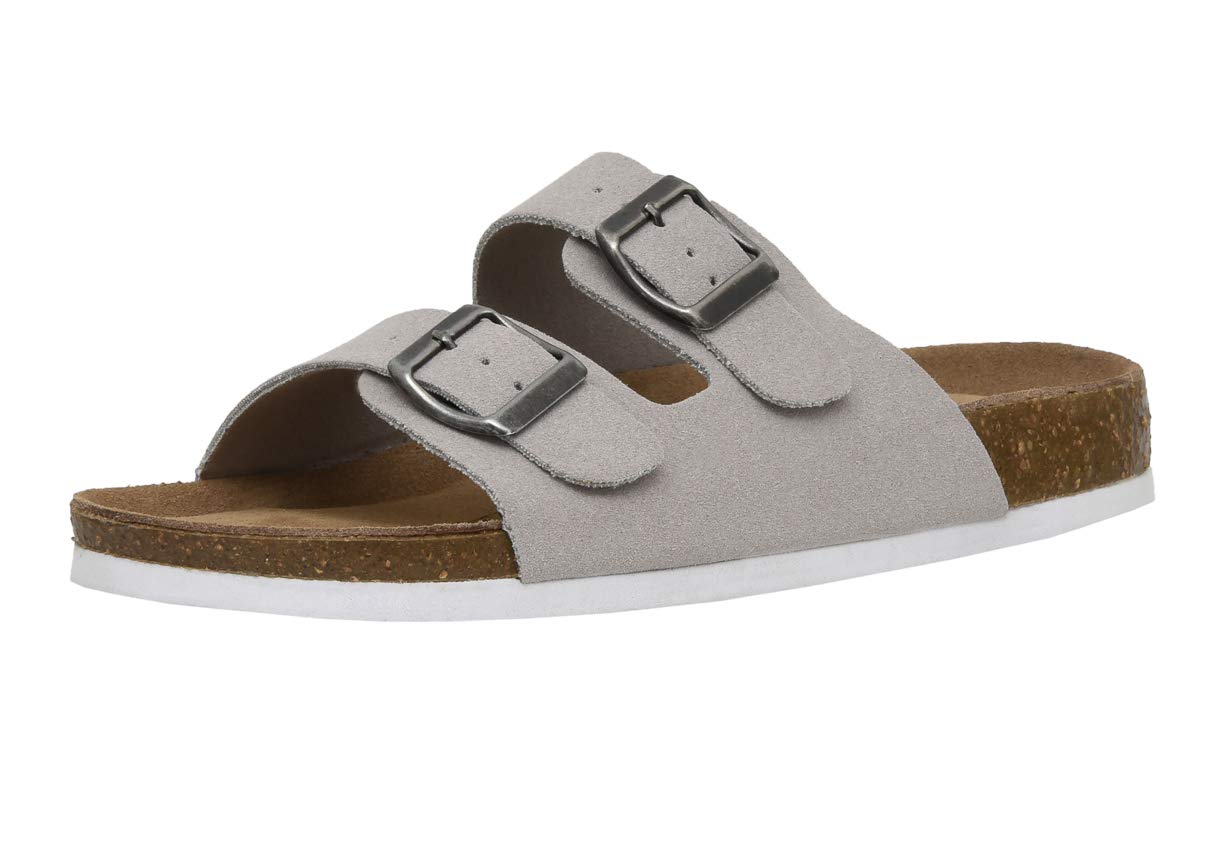 cUSHIONAIRE Womens Lane cork footbed Sandal with +comfort STONE VEgAN SUEDE, 8