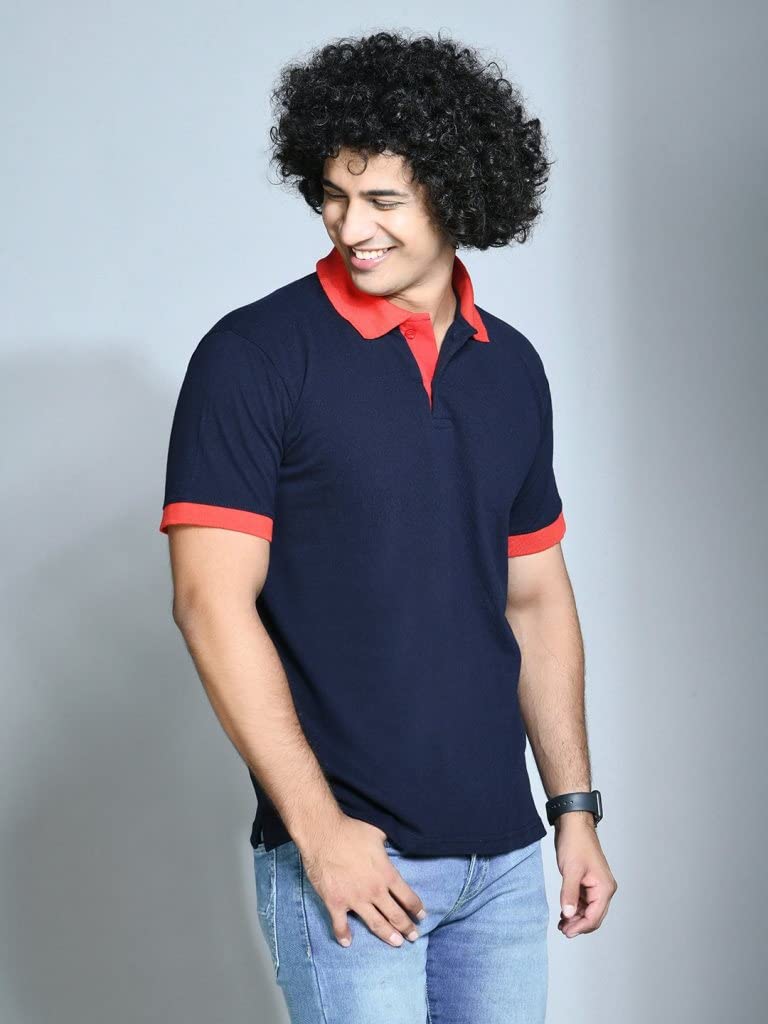 OM SAI LATEST CREATION Mens Polo-Neck Half Sleeves Casual T-Shirt for Men || Varsity Inspired Ragular Wear Classic T-Shirt || M