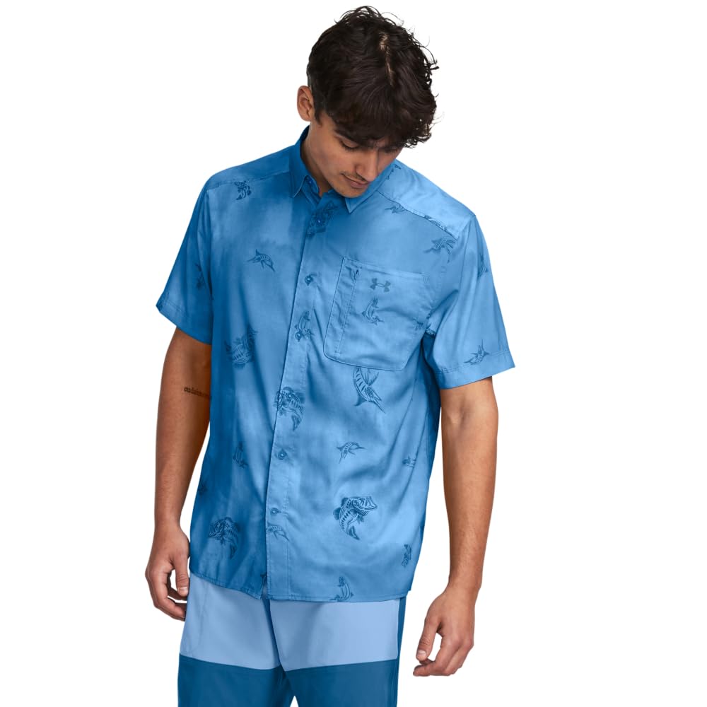 Under Armour Men's Dockside Short Sleeve T-Shirt , (444) Viral Blue / Photon Blue / Photon Blue, Large