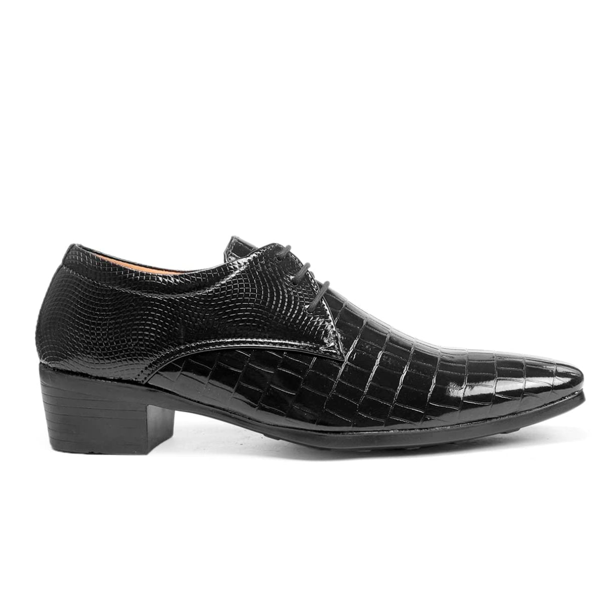 Mens 2 Inch Heel Height Increasing Black Formal Derby Wedding Shoe9 UK 9