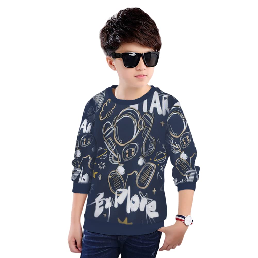 MYEONN Boys Cotton Printed Full Sleeve Regular Fit Sweatshirt (Navy, 1516 Years), Hooded 15-16