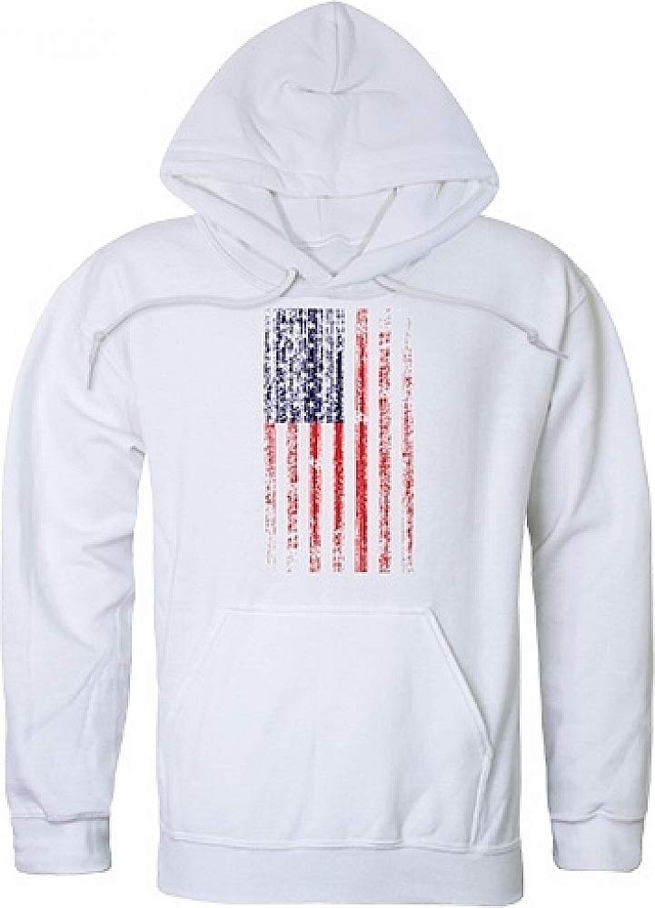 Graphic Pullover,Distressed Flag, White, L