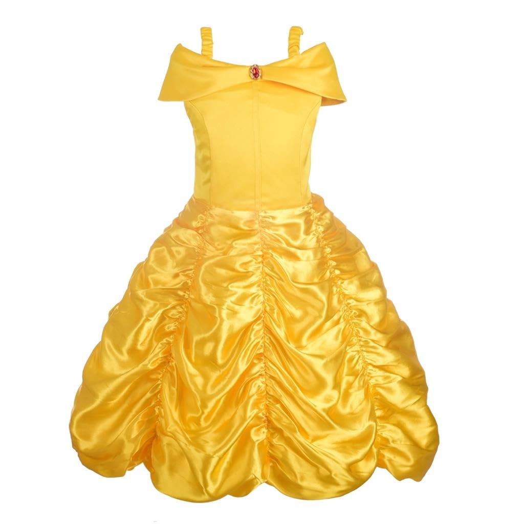 Dressy Daisy Girls' Princess Yellow Gold Ball Gown Birthday Party Fancy Dress Up Halloween Costume