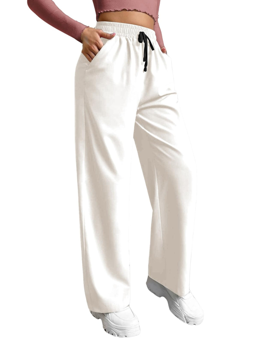 Leriya Fashion High Waist Trousers For Women  Flared Korean Style Formal Pants | Elegant Workwear For Office, College & Events W