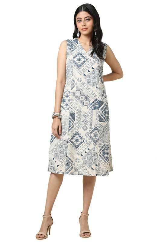 Soch Women Cotton Slub Geometric Print Dress