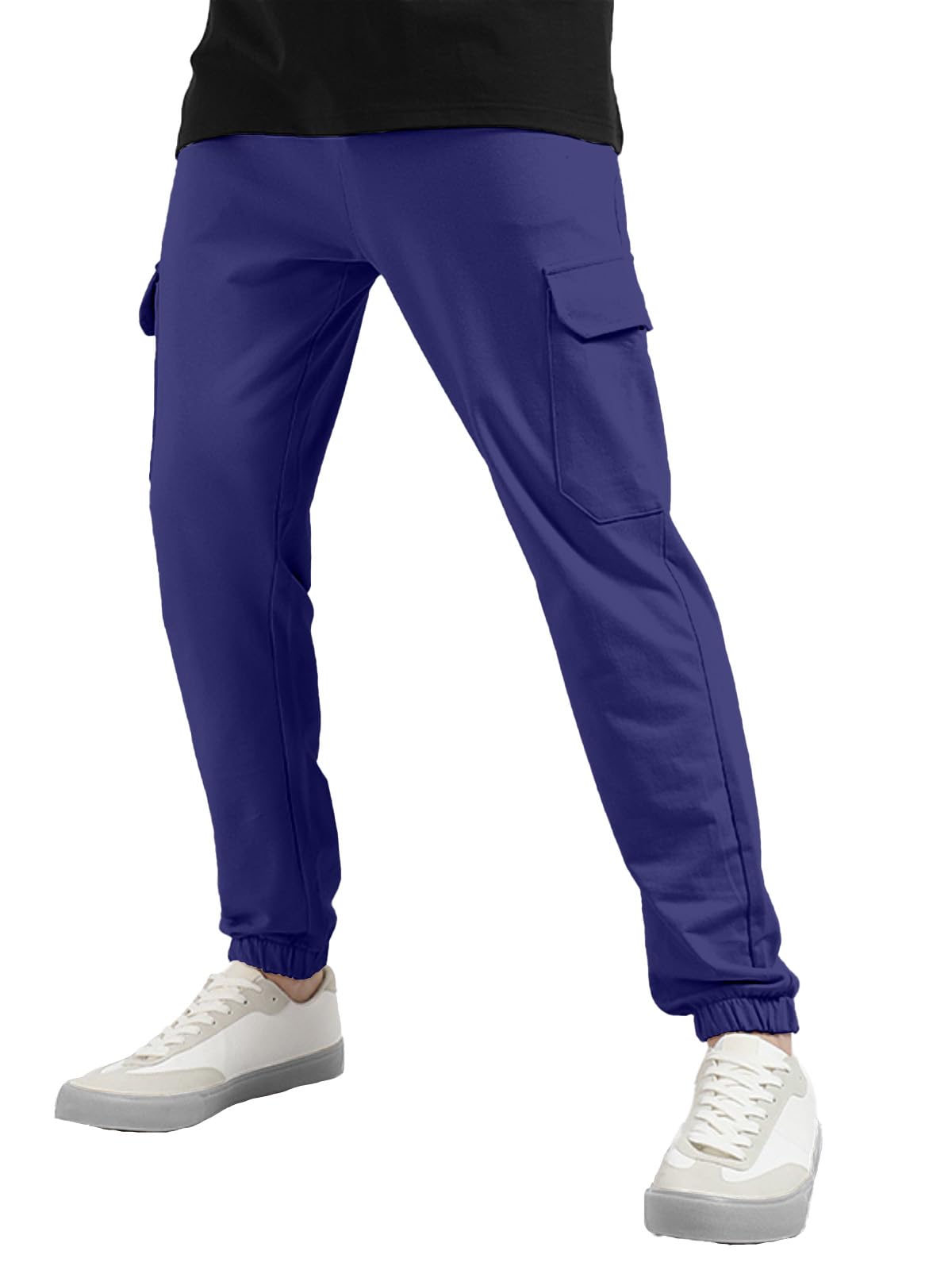 Veirdo Men's 100% Cotton Regular Fit Skipperblue Mid Rise Trackpants with Pocket