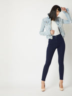 Miss Chase Womens Navy Blue Denim Skinny Fit High Rise Clean Look Regular Length Stretchable Denim Jeans