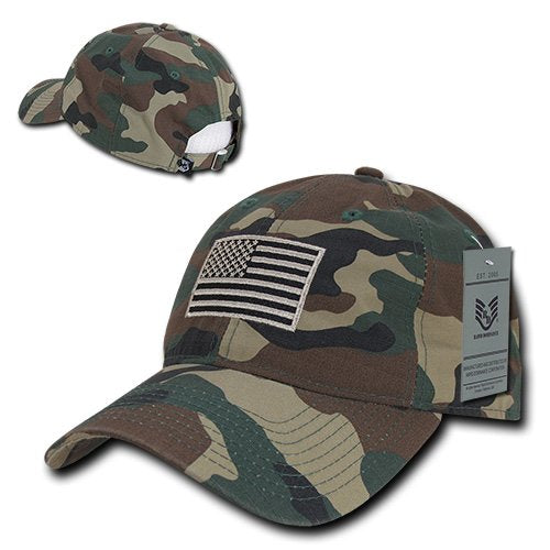 Relaxed Ripstop Cap, USA Flag, Woodland