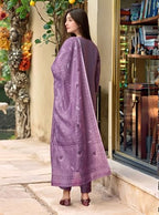 ANNI DESIGNER Womens Rayon Viscose Straight Embroidered Kurta with Pant & Dupatta (PARIMALA Purple_L_Purple_Large)