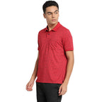 Turtle Men Cotton Red Printed Polo Neck T-Shirts