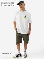 The Souled Store Official Monopoly: Hustlin Men and Boys Short Sleeve Round Neck White Graphic Printed Cotton Oversized T-Shirt