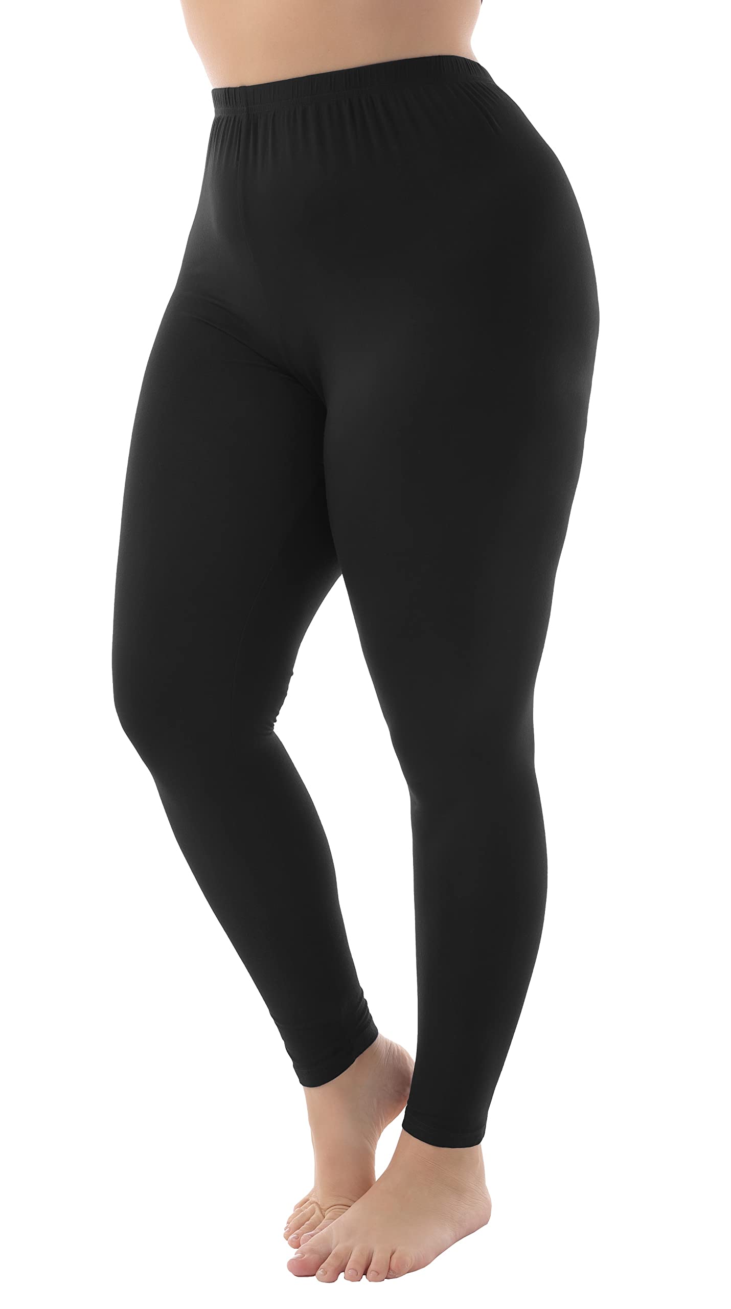 ZERDOCEAN Women's Plus Size Modal Lightweight Full Length Leggings Black 2X