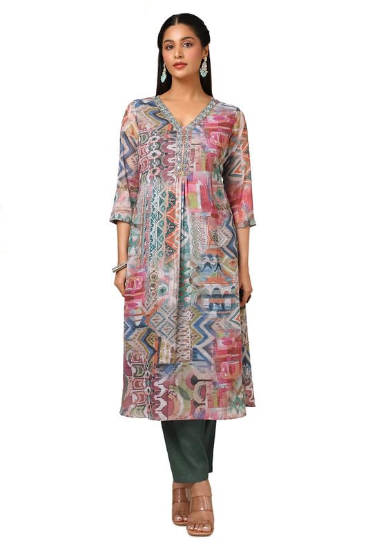 Soch Women Abstract Print Georgette Blend A-Line Kurta Set