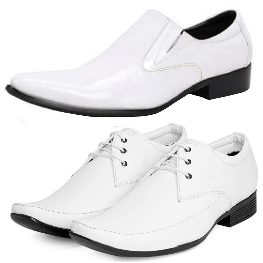 Relaxed Trendy Formal Shoes/Party Shoes/ 2 Shoes Combo with Free Belt for Men and Boys (BAZAAR8910_VTR401Wht) Multicolor 10