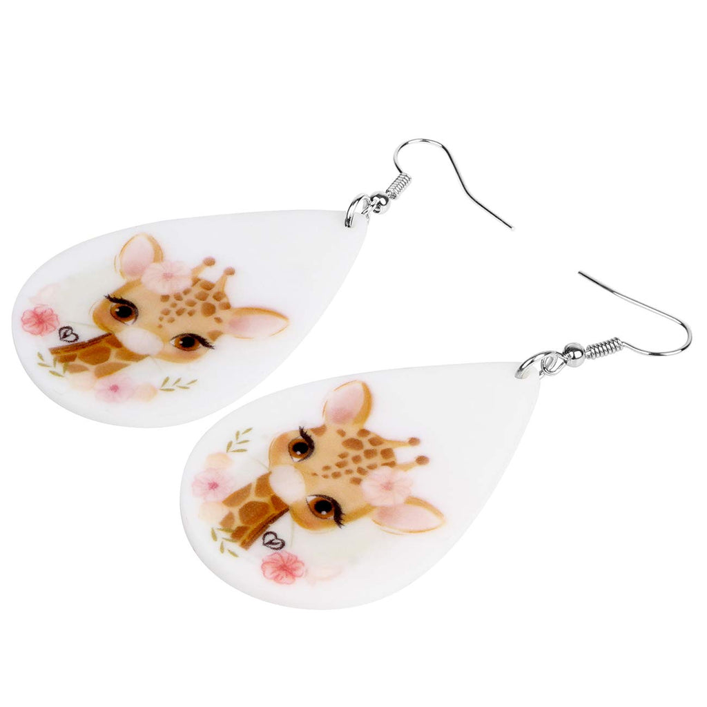 NEWEI Acrylic Cute Basket Giraffe earrings Drop Dangle Fashion Animal Jewelry For Women Gift Charms (Black)