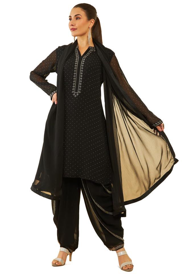Soch Women Georgette Stones Embellished Suit Set