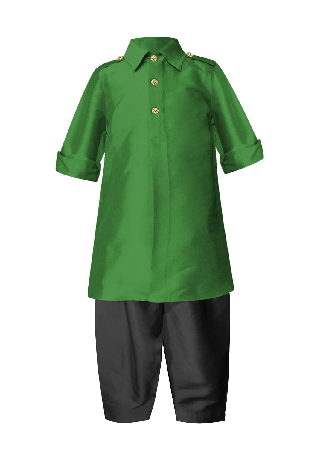 A.T.U.N. (All Things Uber Nice) Boy'S Regular Pathani Suit (Bkls Pts_Green-Black 7-8 Years)