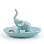PUDDING CABIN Blue Elephant Ring Holder Trinket Dish, Elephant Gifts for Women, Christmas Gifts for Mom Women Girls, Birthday Gi