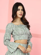 OOMPH! Full Sleeve Crop Top, Green, mt909