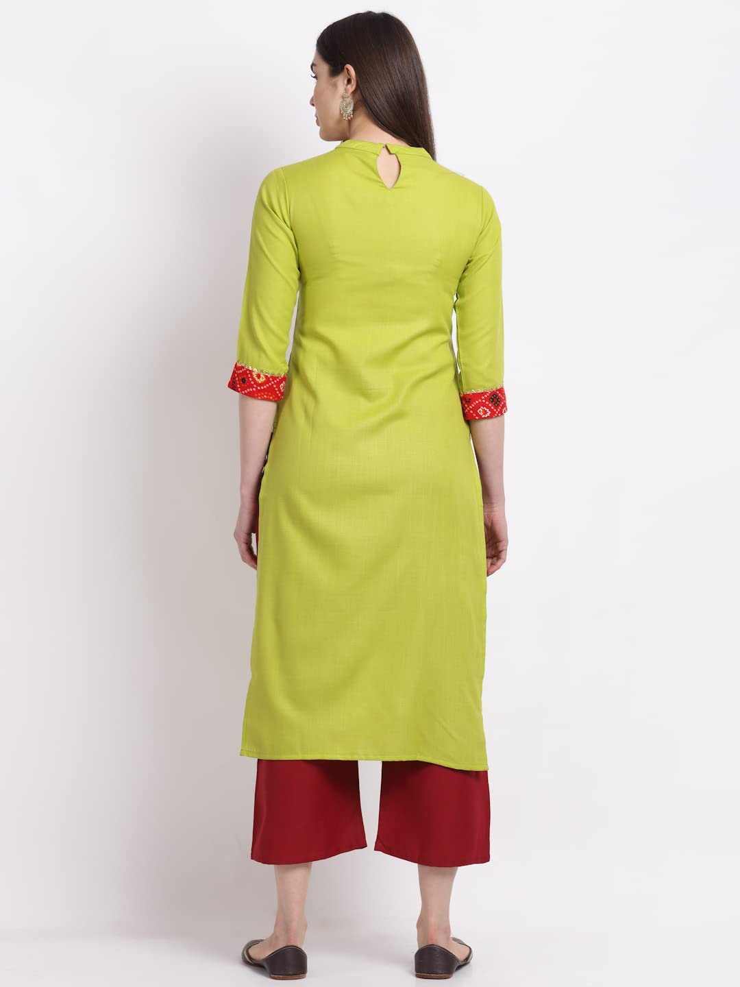 Gosriki Women'S Cotton Blend Straight Kurta With Palazzo (Puchi-Go)