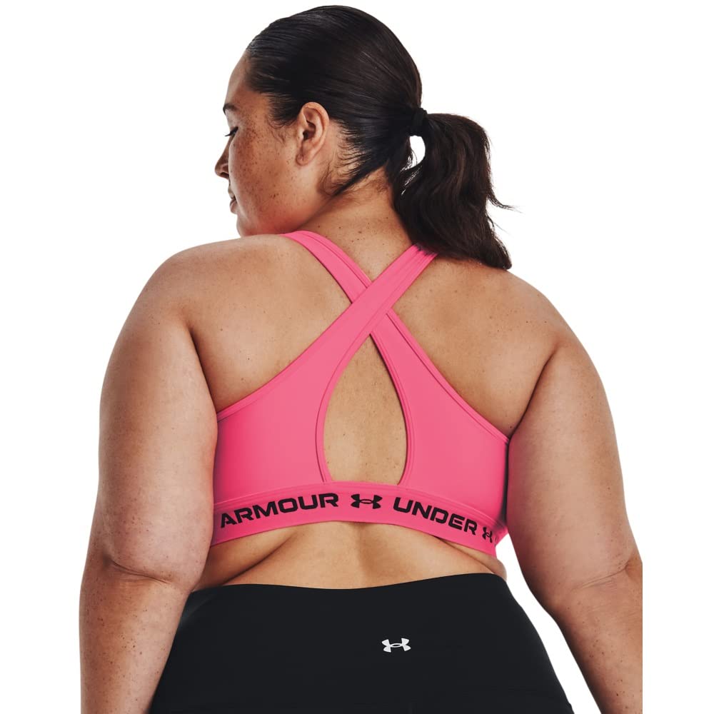 Under Armour Womens Crossback Mid Impact Sports Bra , Cerise (653)/Black , 2X