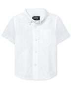 The childrens Place Baby Boys and Toddler Boys Short Sleeve Oxford Button Down Shirt, White, 3T