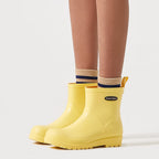planone Short rain Boots for Women Waterproof size 7 Cream Yellow Garden Shoes Anti-Slipping Rainboots for Ladies Comfortable In