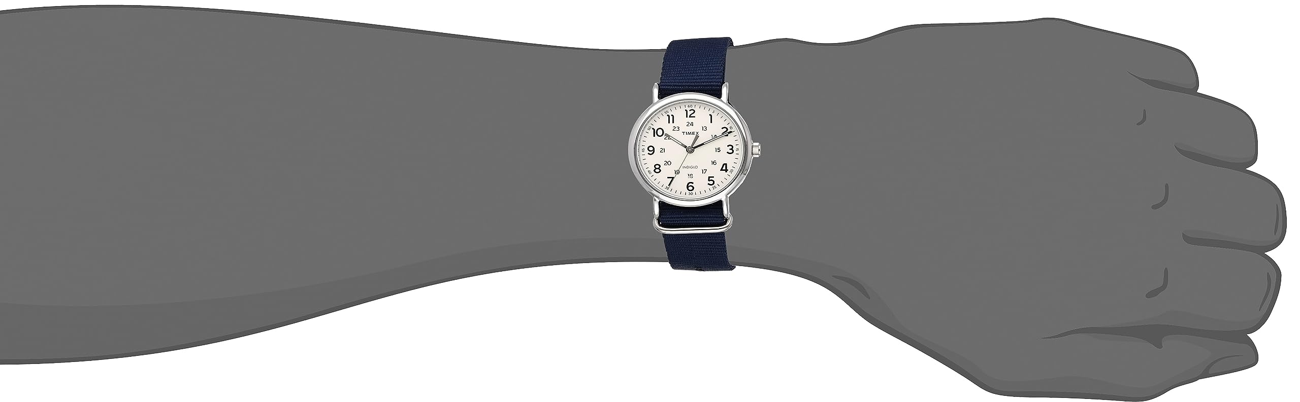 Timex Men's Weekender 40mm Watch - Silver-Tone Case Cream Dial with Blue Fabric Slip-Thru Strap