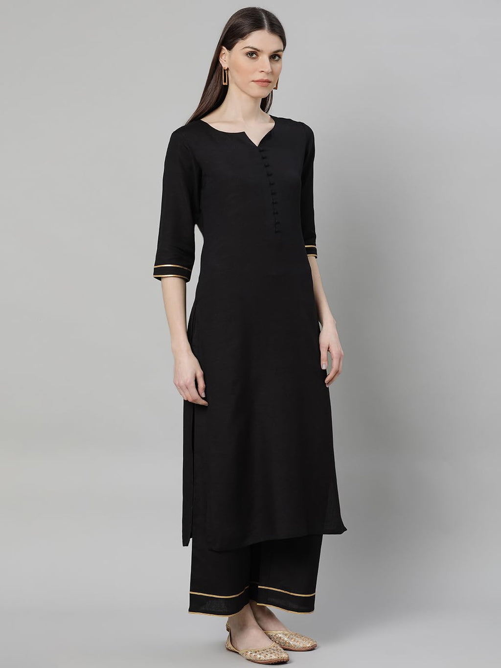 Libas WomenS Cotton Kurta Sets (6925_Black