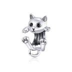 VOROCO Cat Charm for Bracelet 925 Sterling Silver Animal Series Cute Cat Charm for Bracelet Necklace Mother's Day Birthday Chris