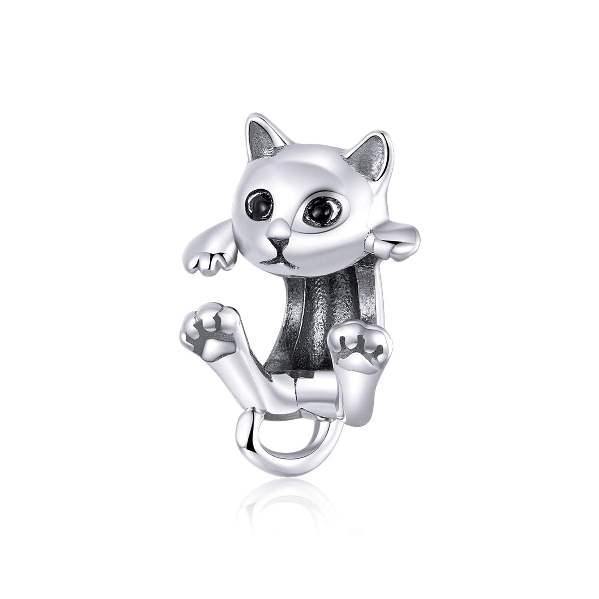 VOROCO Cat Charm for Bracelet 925 Sterling Silver Animal Series Cute Cat Charm for Bracelet Necklace Mother's Day Birthday Chris