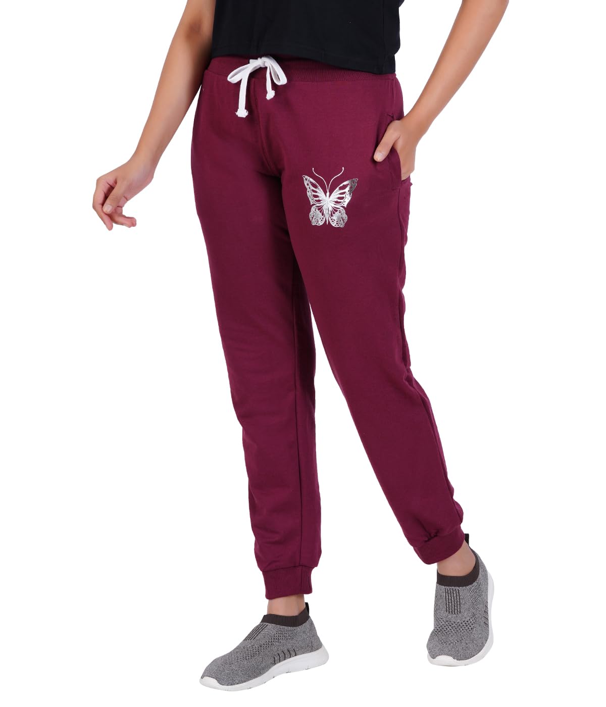T2F Womens Regular Track Pants (WOM-JOG-01_Maroon
