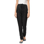 Fabindia Women Tussar Elasticated Churidar Viscose_S Black