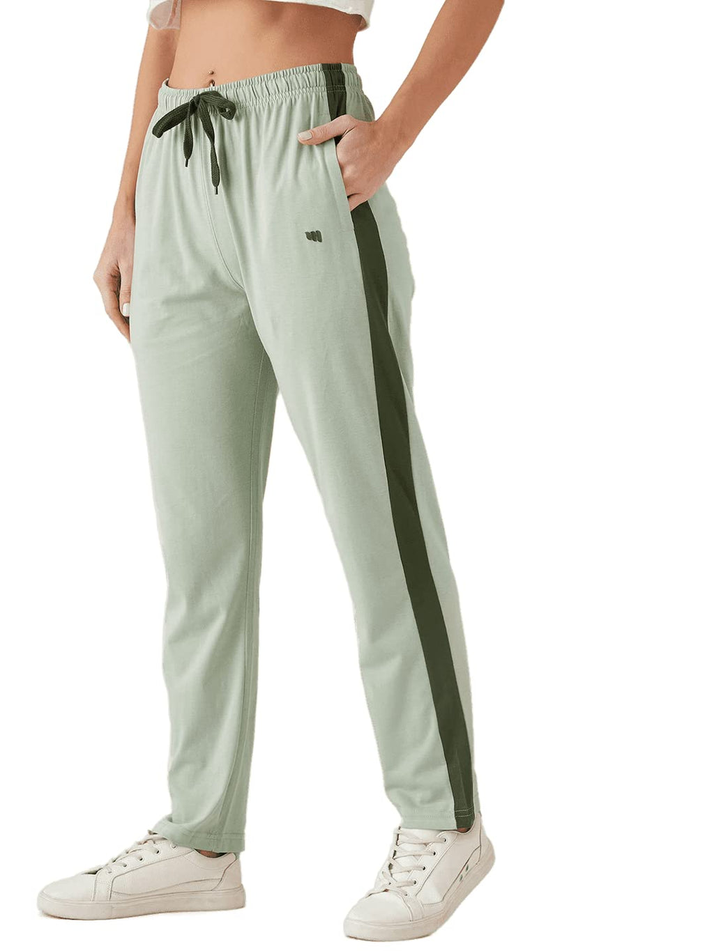 Modeve Striped Women Green Track Pant