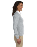 Ladies V-Neck Sweater - gREY HEATHER - S(D0102H7YP5P)