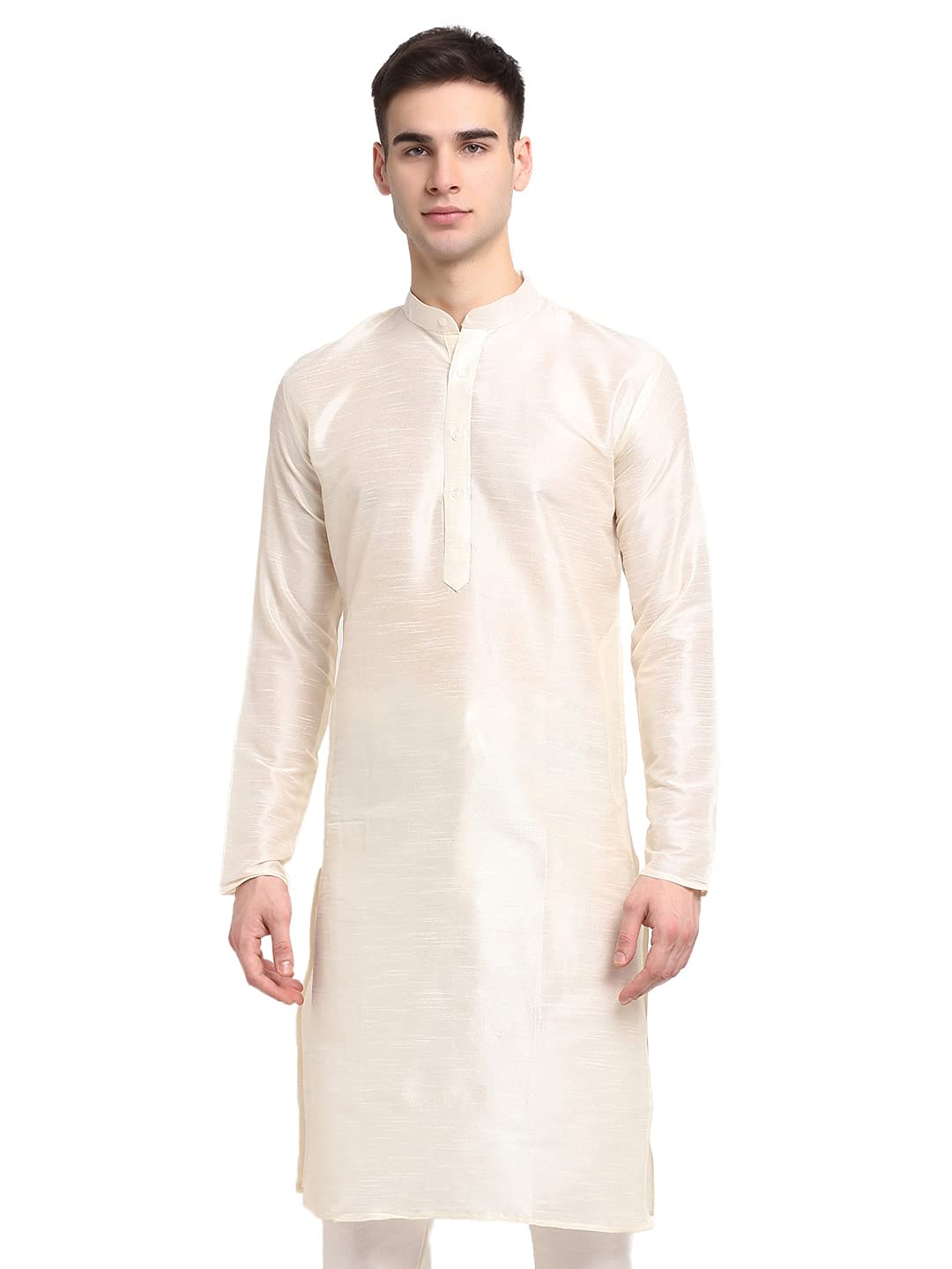 Jompers Mens Dupion Silk Solid Regular Kurta