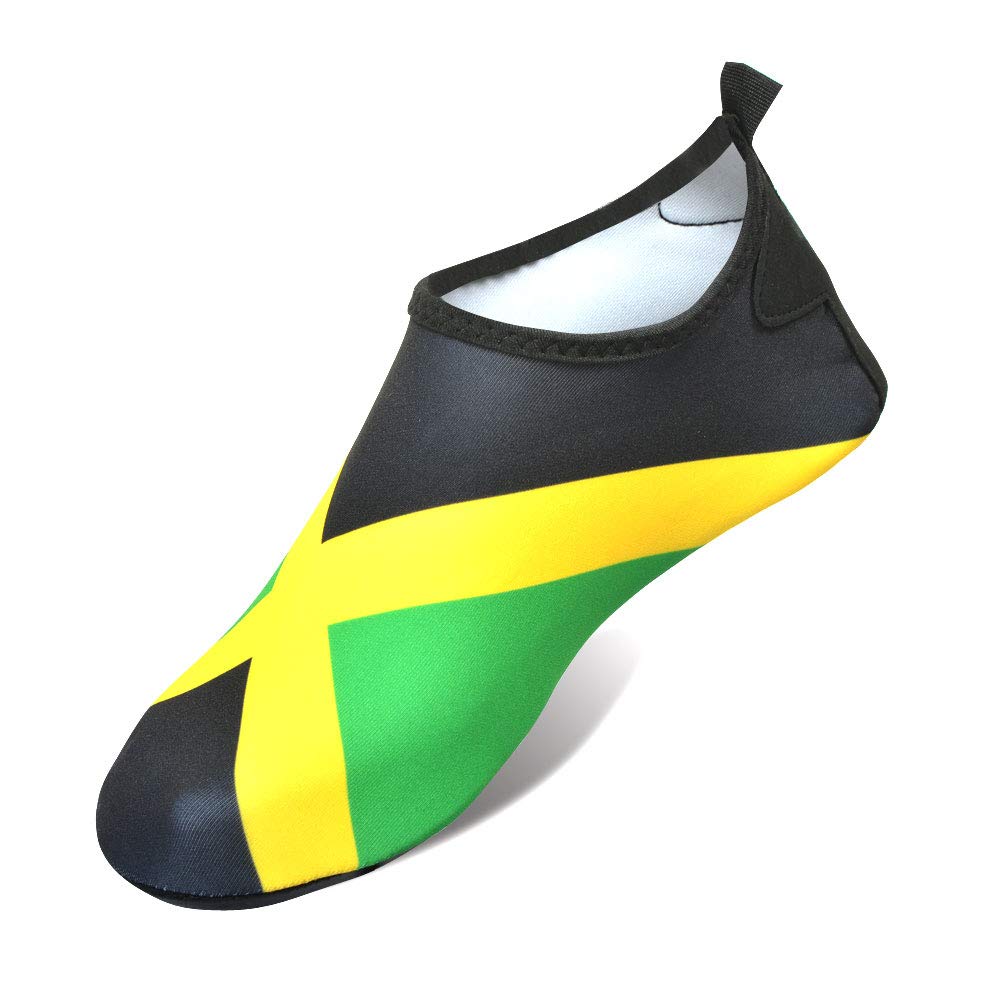 Water Shoes for Women and Men Quick-Dry Swim Beach Shoes for Outdoor Surfing Yoga Exercise Jamaica Flag Caribbean Reggae Rasta (