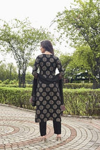 ANNI DESIGNER Womens Cotton Blend Printed Straight Kurta with Pant & Dupatta (NOV-Black-NRB_5XL_Black_XXXXX-Large)