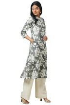 Soch Womens Grey Muslin Floral Print Kurta