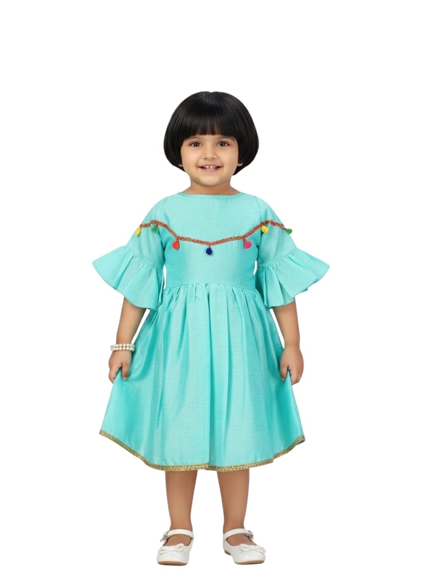 Aarika Girls Firozi Colour Middi-(3-9 Years)-(Oct_Md-21930-C-Green-22)