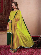 ANNI DESIGNER Womens Rayon Viscose Straight Solid Kurta with Pant & Dupatta (PANAI Mehandi_L_Mehandi_Large)
