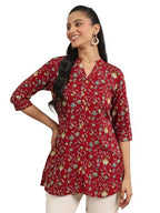 Libas Womens Printed Viscose Straight Kurti For Women Red