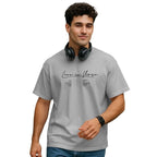 Nobero MenS Cotton Solid Oversized Fit T-Shirt (1M-Twrt-C0681_Grey Melange