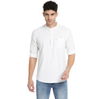Turtle Men White Printed Full Sleeve Slim Fit 100% Cotton Casual Shirt