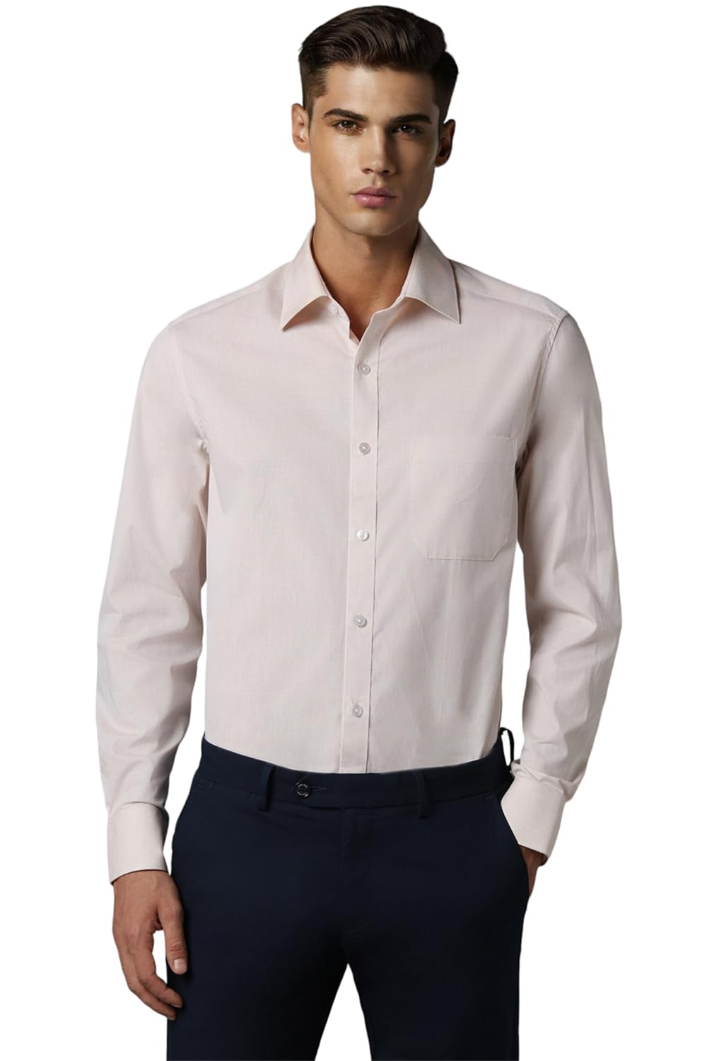 Louis Philippe Men Cotton Classic Fit Shirt (Lpsfmclp365403_Peach, 40)